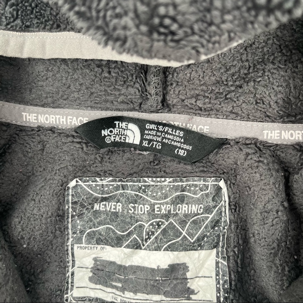 THE NORTH FACE Girls Black Soft Fleece Hooded full zip up Jacket size: XL (18) - Picture 7 of 8